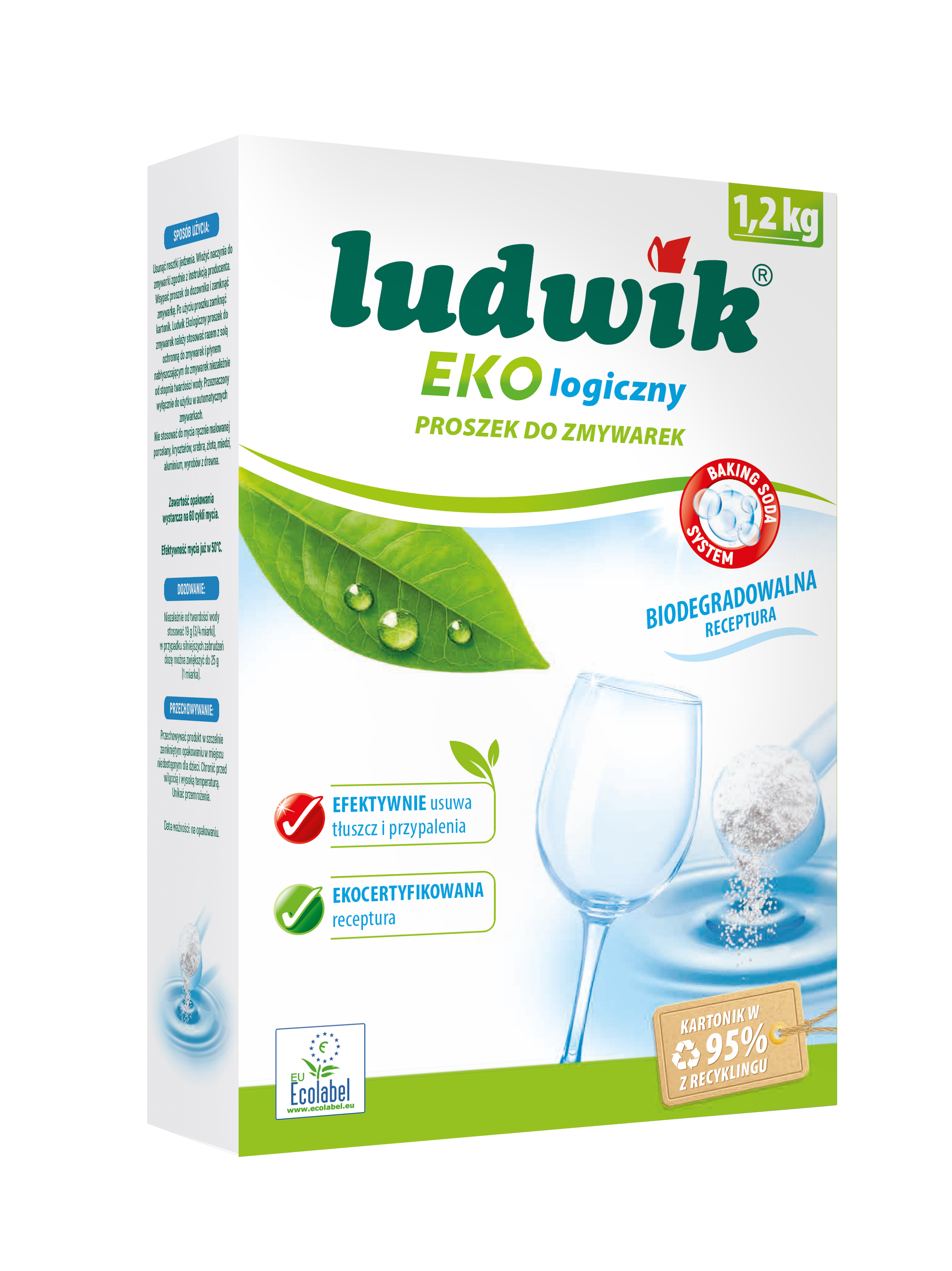 Ludwik EKO 식기세척기용 분말 세제 1.2kg 패키지