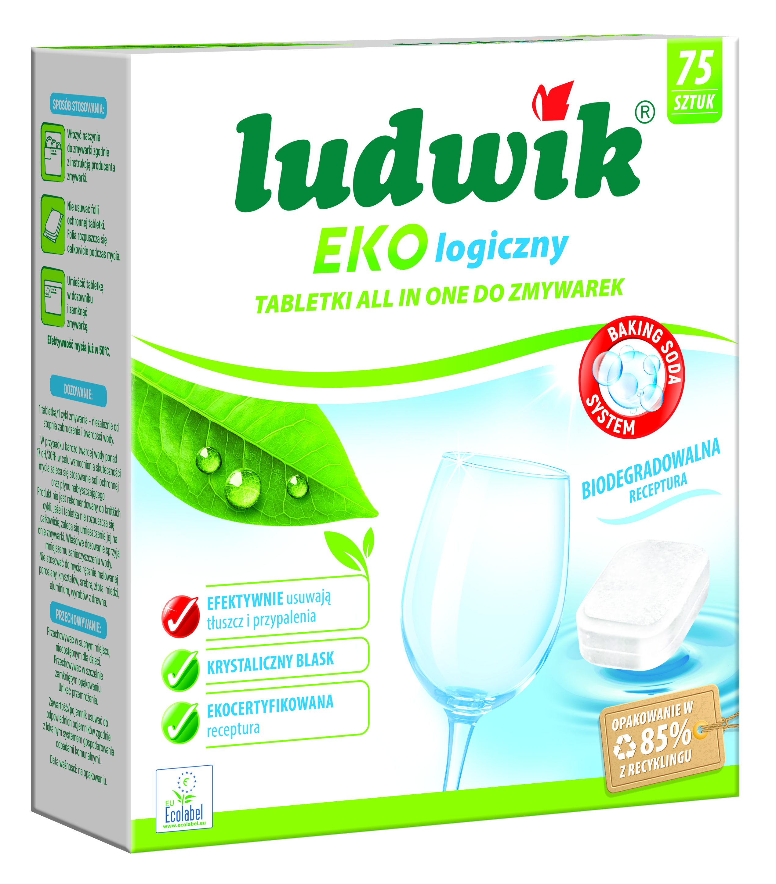 Ludwik EKO 식기세척기용 태블릿 75개입 패키지